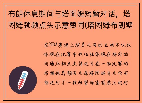 布朗休息期间与塔图姆短暂对话，塔图姆频频点头示意赞同(塔图姆布朗壁纸)